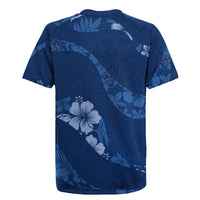 Aloha Hawaii Floral Tapa Rugby Jersey Patchwork Navy LT7 - Polynesian Pride