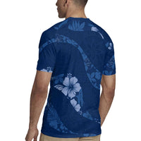 Aloha Hawaii Floral Tapa Rugby Jersey Patchwork Navy LT7 - Polynesian Pride