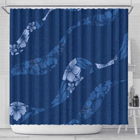 Aloha Hawaii Floral Tapa Shower Curtain Patchwork Navy - Polynesian Pride