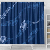 Aloha Hawaii Floral Tapa Shower Curtain Patchwork Navy - Polynesian Pride