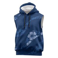 Aloha Hawaii Floral Tapa Sleeveless Hoodie Patchwork Navy LT7 Navy - Polynesian Pride