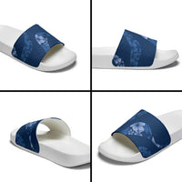 Aloha Hawaii Floral Tapa Slide Sandals Patchwork Navy - Polynesian Pride