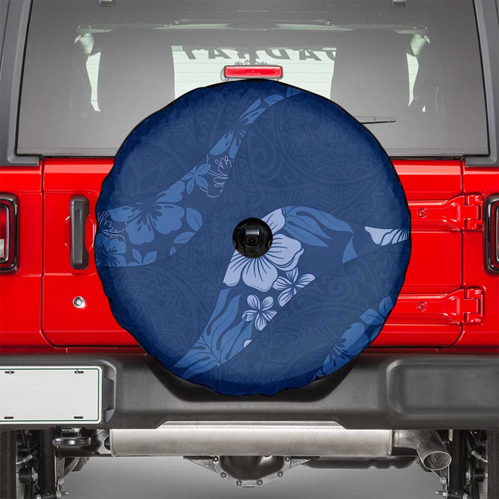 Aloha Hawaii Floral Tapa Spare Tire Cover Patchwork Navy - Polynesian Pride