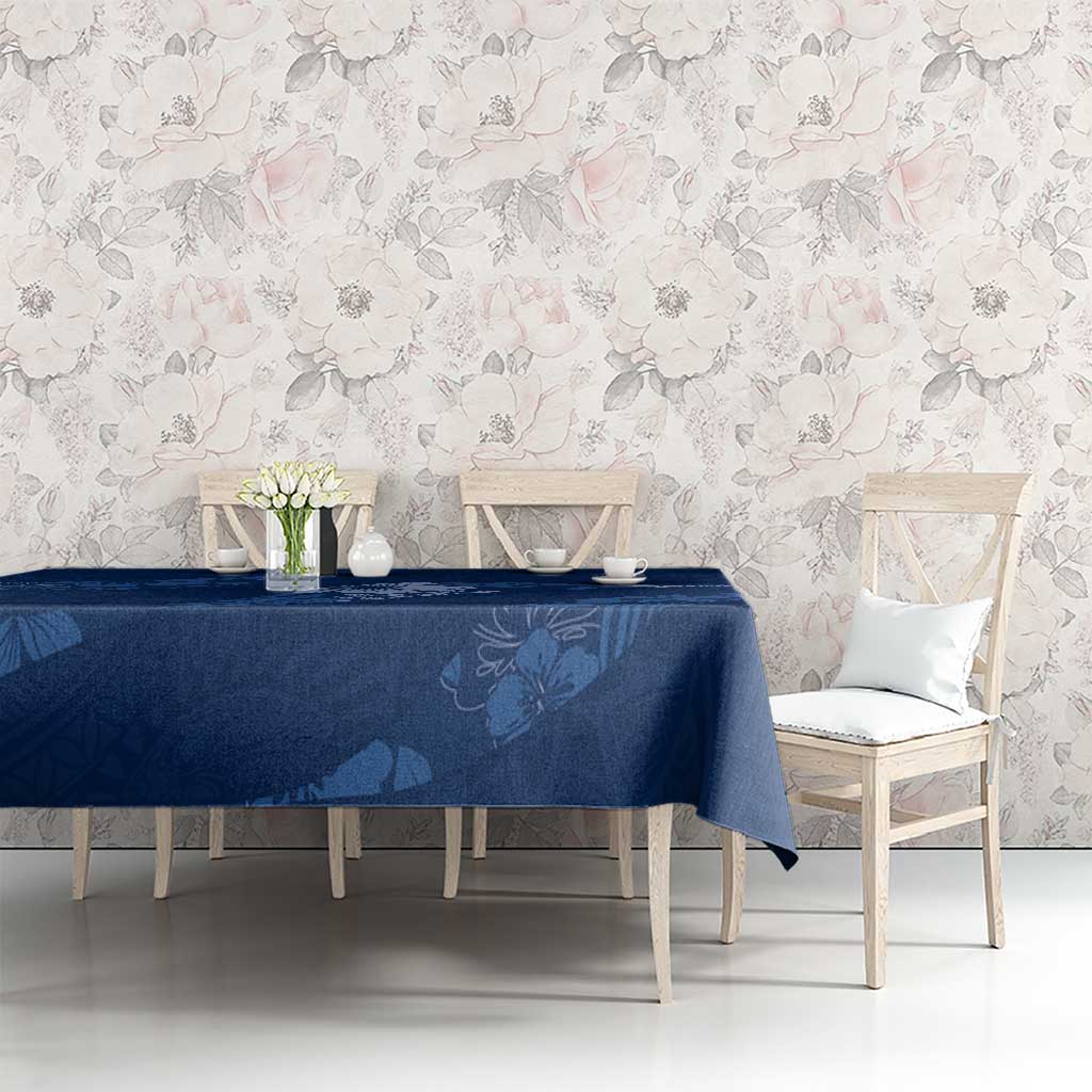 Aloha Hawaii Floral Tapa Tablecloth Patchwork Navy LT7 - Polynesian Pride