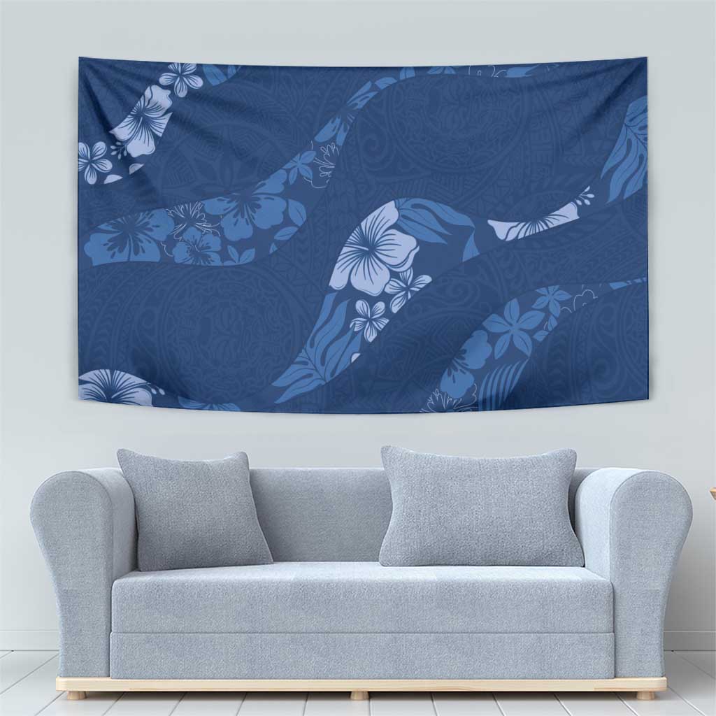 Aloha Hawaii Floral Tapa Tapestry Patchwork Navy - Polynesian Pride