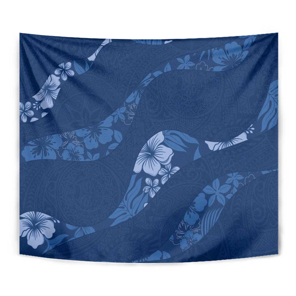 Aloha Hawaii Floral Tapa Tapestry Patchwork Navy - Polynesian Pride