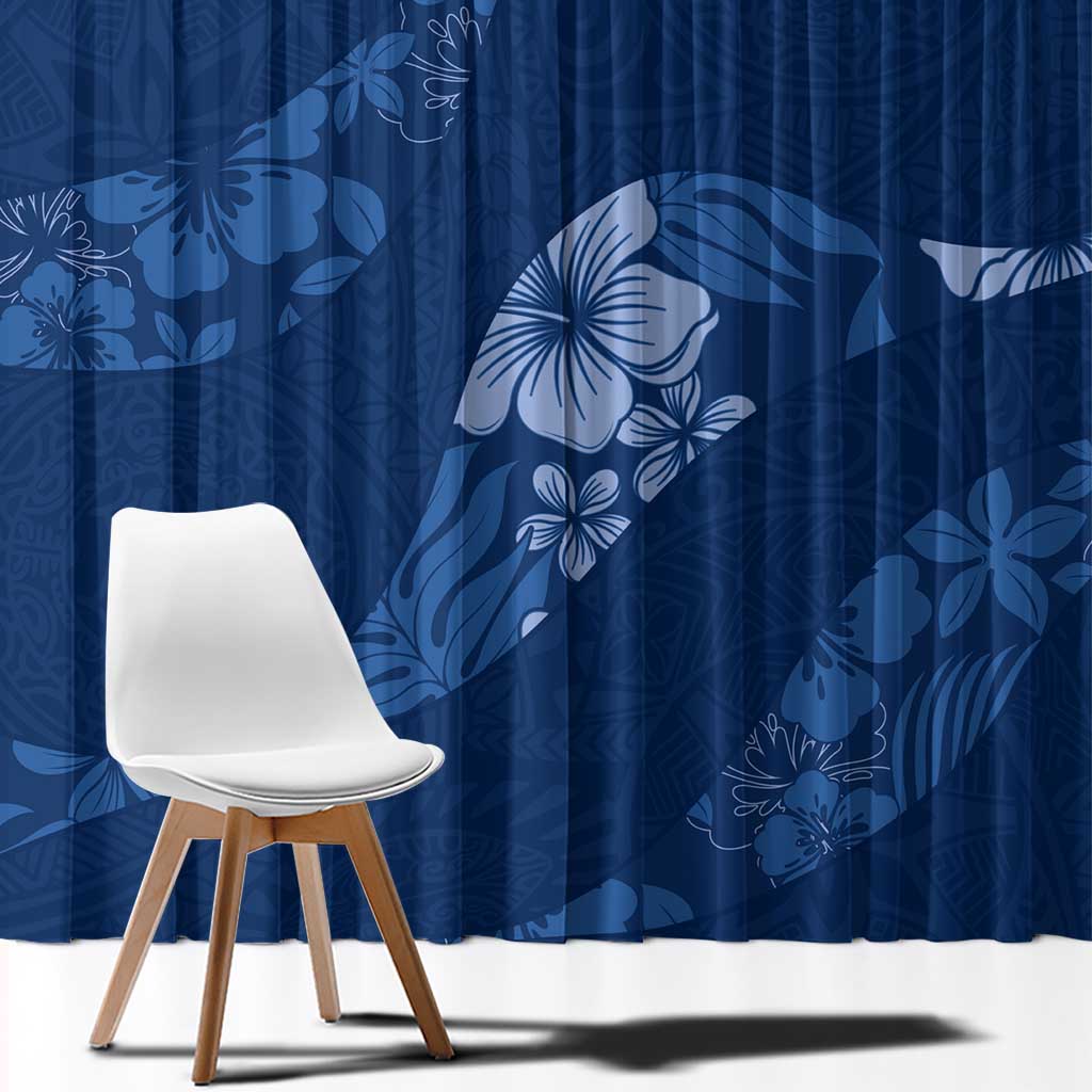 Aloha Hawaii Floral Tapa Window Curtain Patchwork Navy LT7 - Polynesian Pride