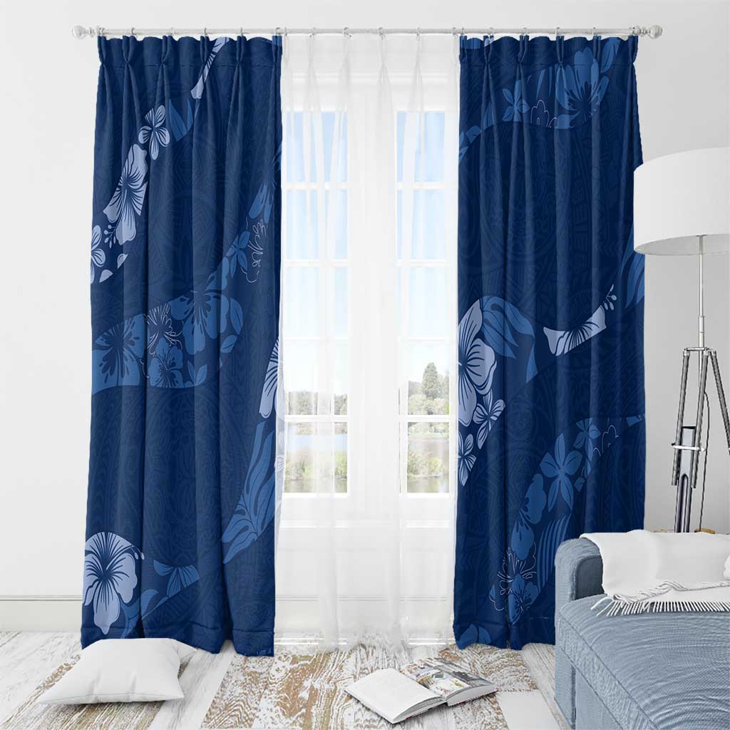 Aloha Hawaii Floral Tapa Window Curtain Patchwork Navy LT7 - Polynesian Pride