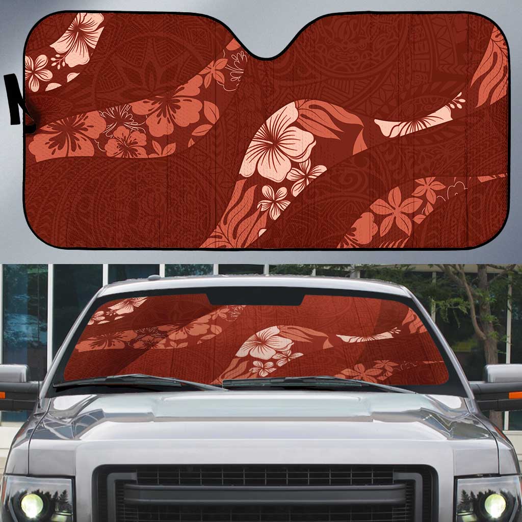 Aloha Hawaii Floral Tapa Auto Sun Shade Patchwork Crimson LT7 Crimson - Polynesian Pride
