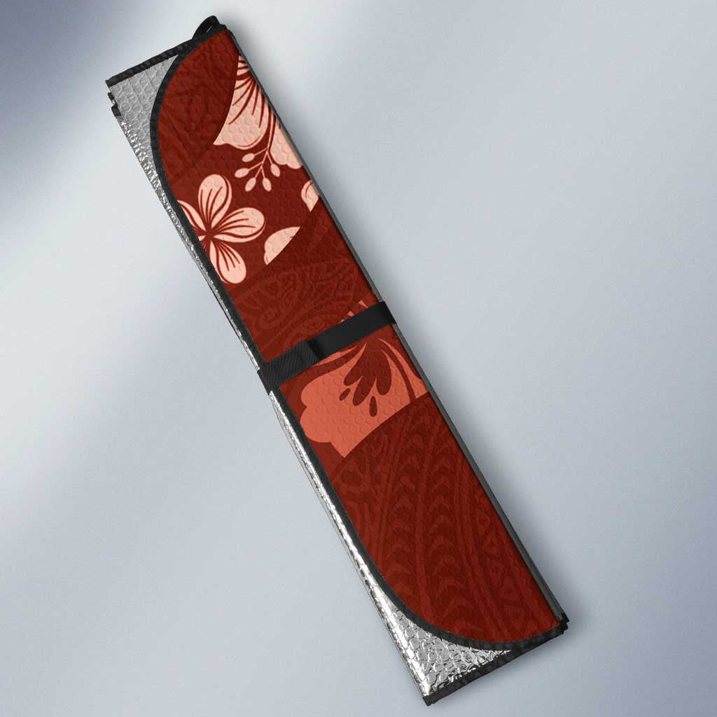 Aloha Hawaii Floral Tapa Auto Sun Shade Patchwork Crimson LT7 - Polynesian Pride