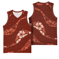 Aloha Hawaii Floral Tapa Basketball Jersey Patchwork Crimson LT7 - Polynesian Pride