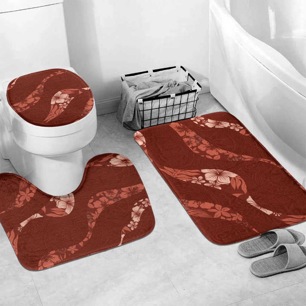 Aloha Hawaii Floral Tapa Bathroom Set Patchwork Crimson - Polynesian Pride