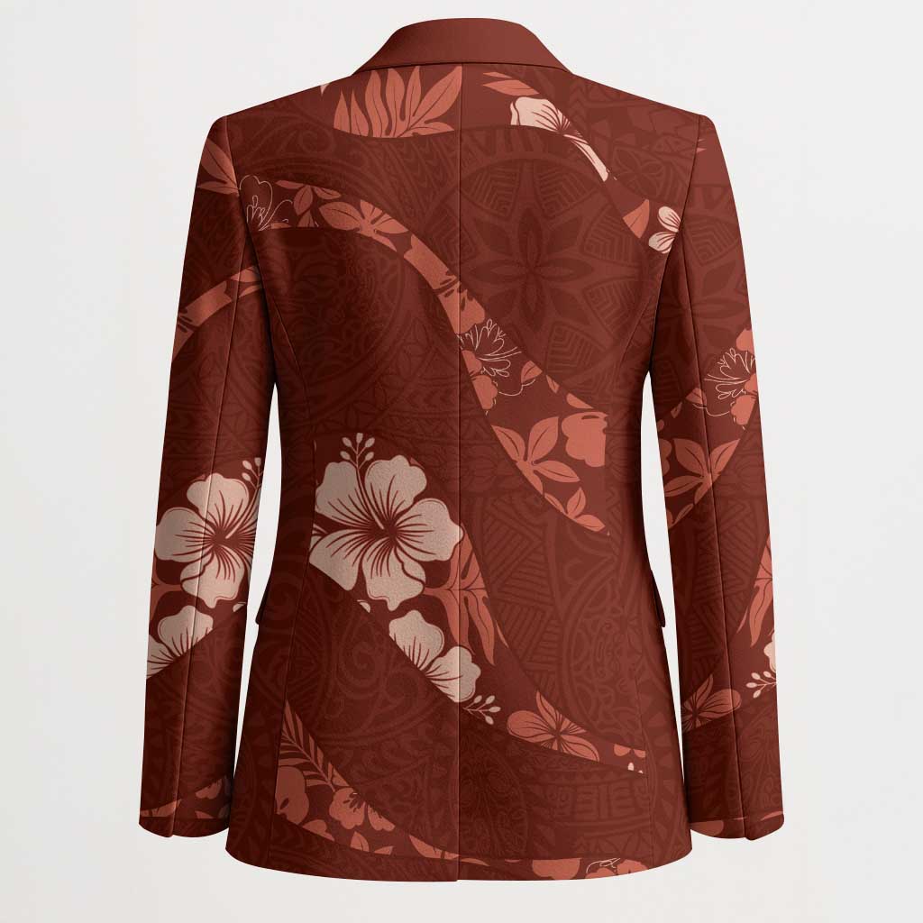 Aloha Hawaii Floral Tapa Blazer Patchwork Crimson - Polynesian Pride