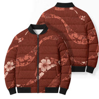 Aloha Hawaii Floral Tapa Bomber Puffer Jacket Patchwork Crimson LT7 - Polynesian Pride