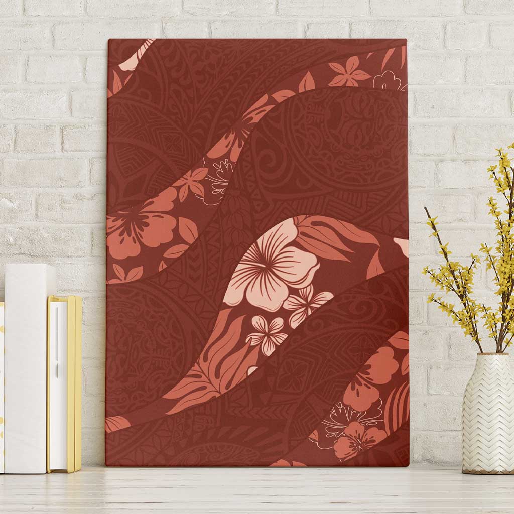 Aloha Hawaii Floral Tapa Canvas Wall Art Patchwork Crimson LT7 Without Frame Crimson - Polynesian Pride