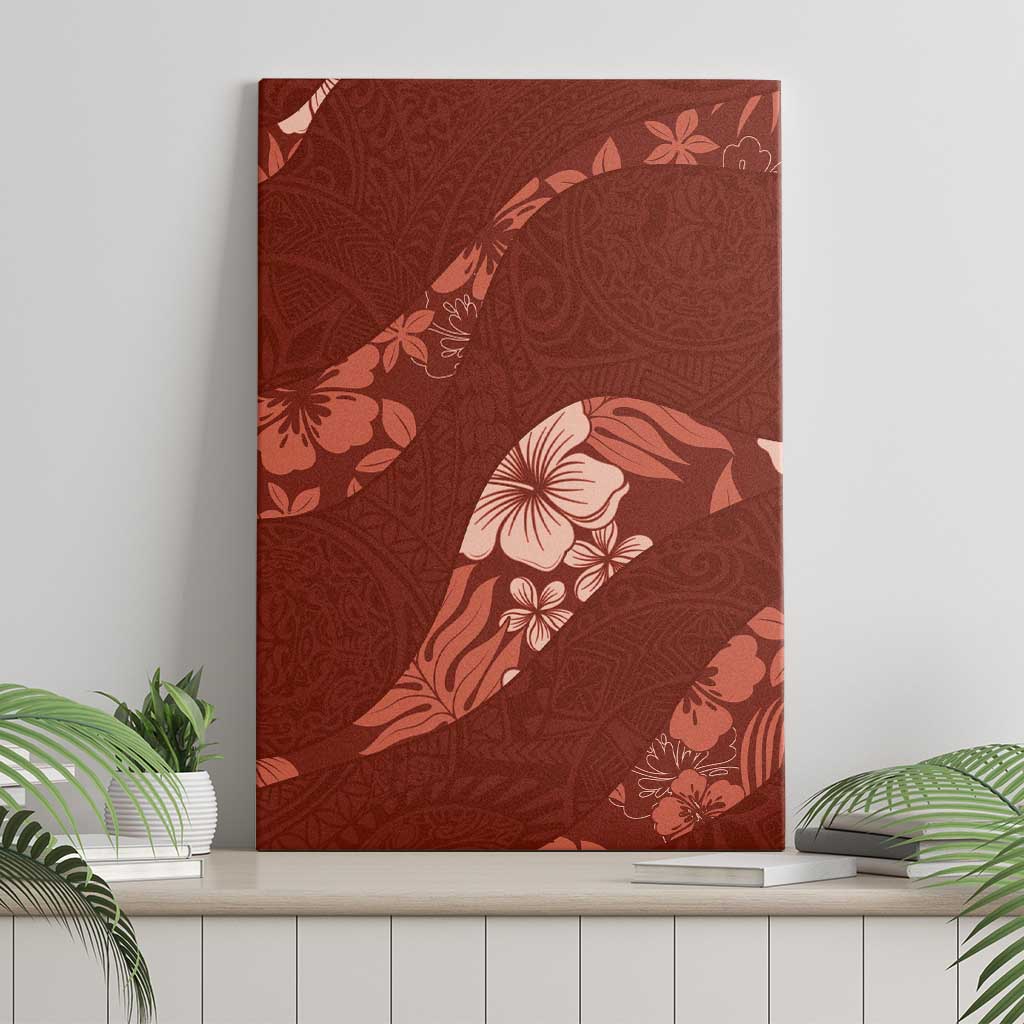 Aloha Hawaii Floral Tapa Canvas Wall Art Patchwork Crimson LT7 - Polynesian Pride
