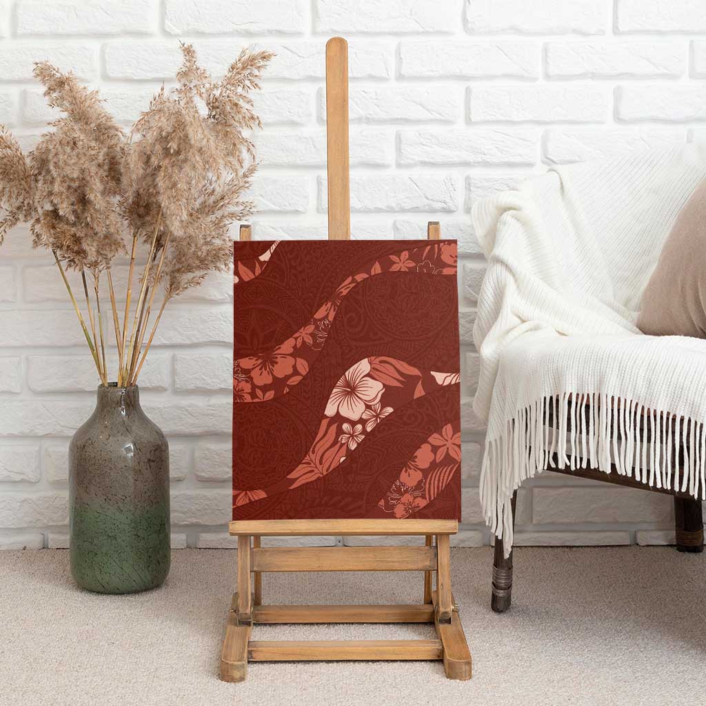 Aloha Hawaii Floral Tapa Canvas Wall Art Patchwork Crimson LT7 - Polynesian Pride