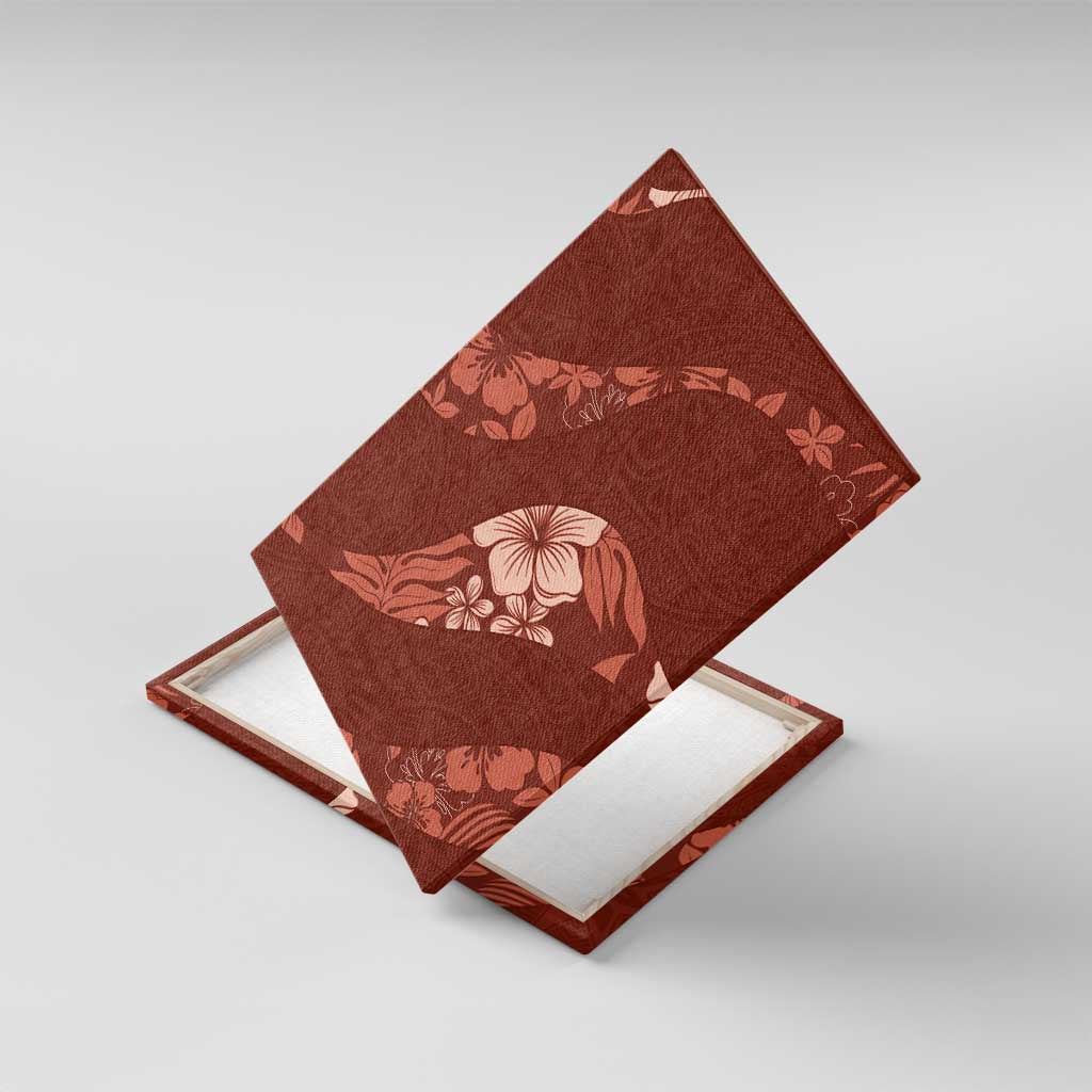 Aloha Hawaii Floral Tapa Canvas Wall Art Patchwork Crimson LT7 With Frame Crimson - Polynesian Pride