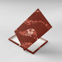 Aloha Hawaii Floral Tapa Canvas Wall Art Patchwork Crimson LT7 With Frame Crimson - Polynesian Pride