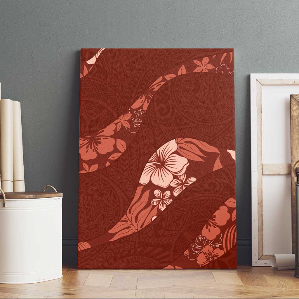 Aloha Hawaii Floral Tapa Canvas Wall Art Patchwork Crimson LT7 - Polynesian Pride