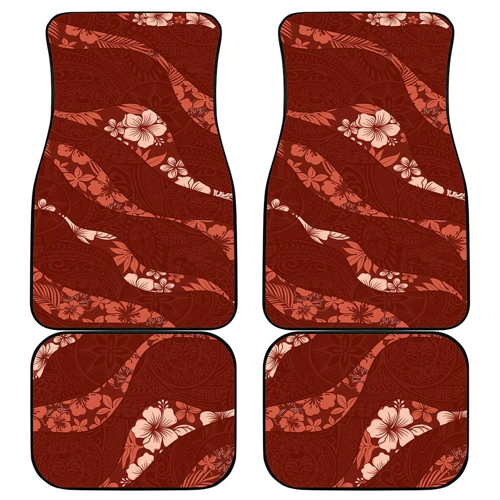 Aloha Hawaii Floral Tapa Car Mats Patchwork Crimson - Polynesian Pride