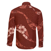 Aloha Hawaii Floral Tapa Family Matching Off Shoulder Short Dress and Hawaiian Shirt Patchwork Crimson - Polynesian Pride