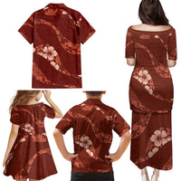 Aloha Hawaii Floral Tapa Family Matching Puletasi and Hawaiian Shirt Patchwork Crimson LT7 - Polynesian Pride