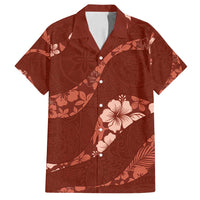 Aloha Hawaii Floral Tapa Family Matching Puletasi and Hawaiian Shirt Patchwork Crimson LT7 Dad's Shirt - Short Sleeve Crimson - Polynesian Pride