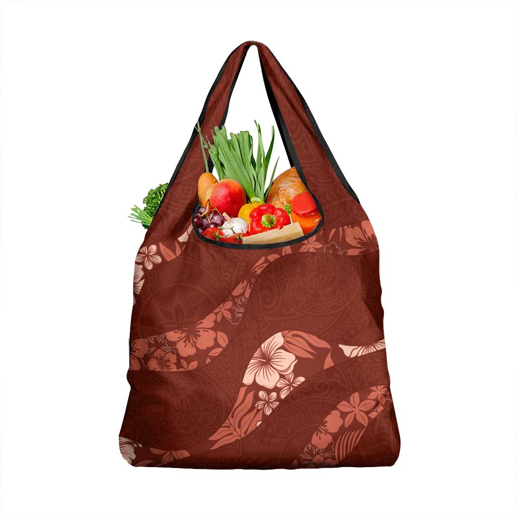 Aloha Hawaii Floral Tapa Grocery Bag Patchwork Crimson LT7 1-pack One Size Crimson - Polynesian Pride
