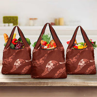Aloha Hawaii Floral Tapa Grocery Bag Patchwork Crimson LT7 3-pack One Size Crimson - Polynesian Pride