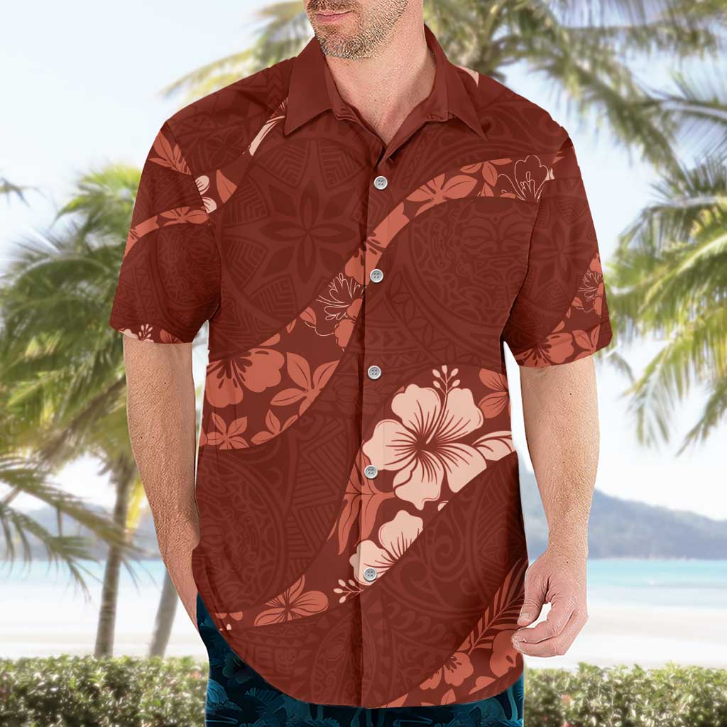 Aloha Hawaii Floral Tapa Hawaiian Shirt Patchwork Crimson - Polynesian Pride