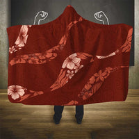 Aloha Hawaii Floral Tapa Hooded Blanket Patchwork Crimson - Polynesian Pride