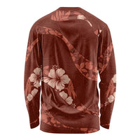Aloha Hawaii Floral Tapa Long Sleeve Shirt Patchwork Crimson LT7 - Polynesian Pride