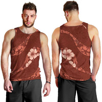 Aloha Hawaii Floral Tapa Men Tank Top Patchwork Crimson LT7 - Polynesian Pride
