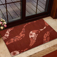 Aloha Hawaii Floral Tapa Rubber Doormat Patchwork Crimson LT7 - Polynesian Pride