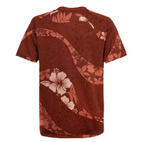 Aloha Hawaii Floral Tapa Rugby Jersey Patchwork Crimson LT7 - Polynesian Pride