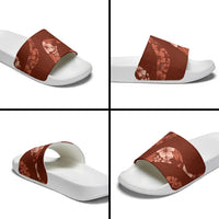 Aloha Hawaii Floral Tapa Slide Sandals Patchwork Crimson - Polynesian Pride
