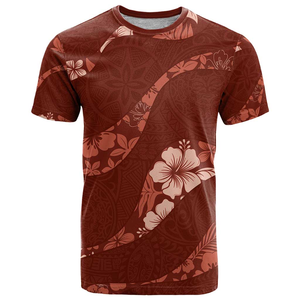 Aloha Hawaii Floral Tapa T Shirt Patchwork Crimson - Polynesian Pride