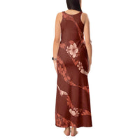Aloha Hawaii Floral Tapa Tank Maxi Dress Patchwork Crimson - Polynesian Pride