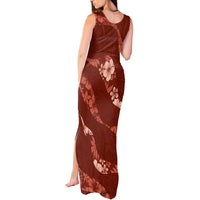 Aloha Hawaii Floral Tapa Tank Maxi Dress Patchwork Crimson - Polynesian Pride