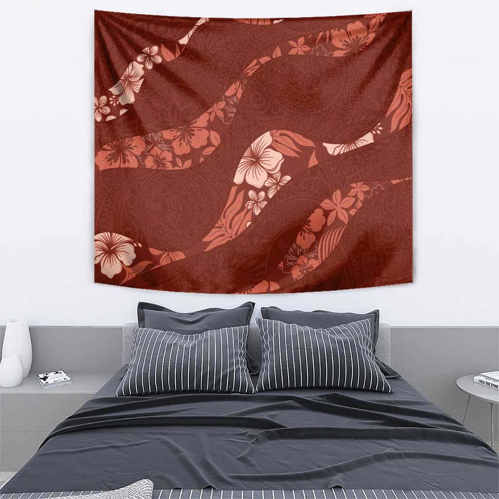 Aloha Hawaii Floral Tapa Tapestry Patchwork Crimson - Polynesian Pride