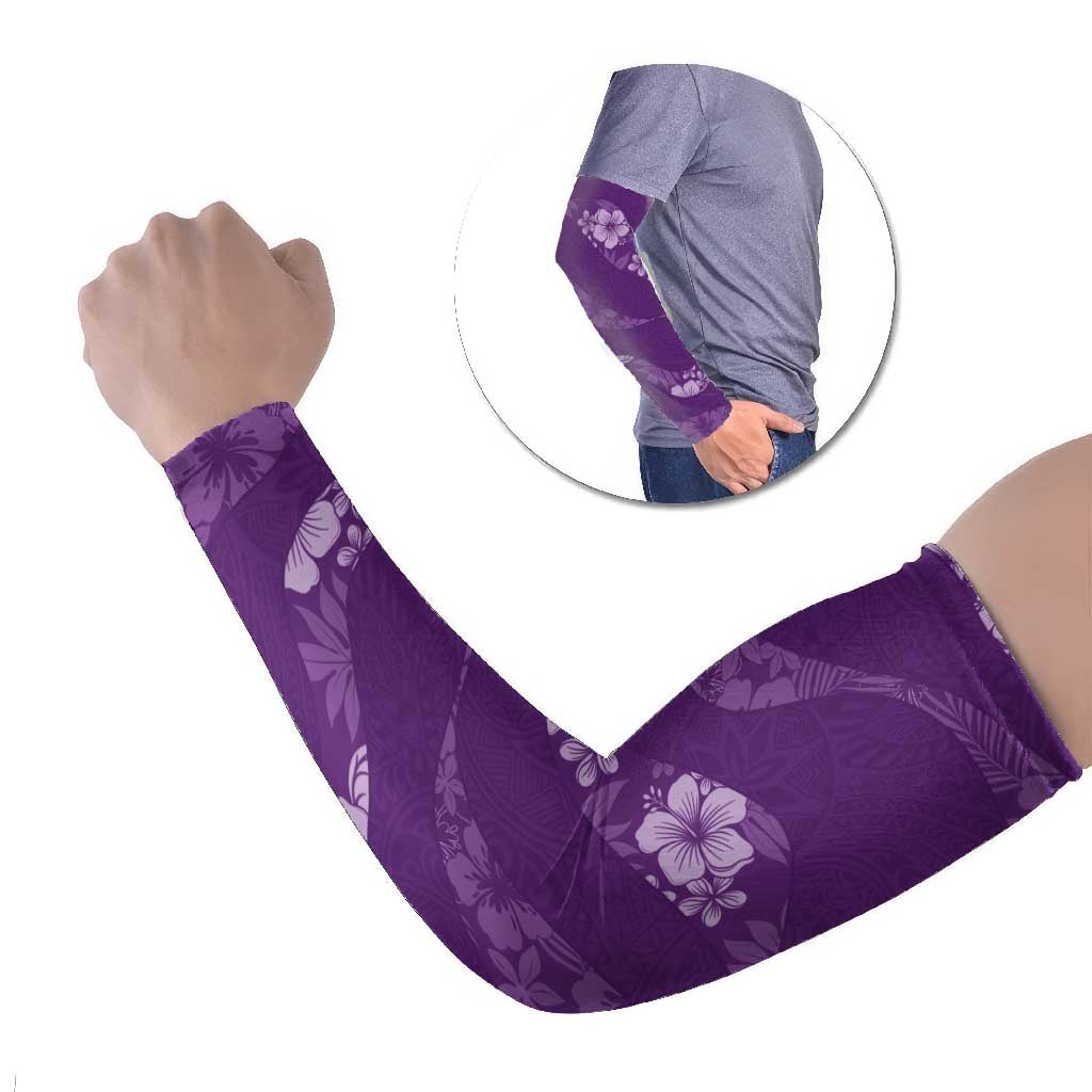 Aloha Hawaii Floral Tapa Arm Sleeves Patchwork Violet - Polynesian Pride