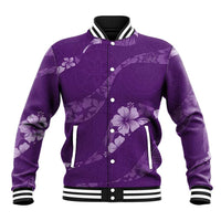 Aloha Hawaii Floral Tapa Baseball Jacket Patchwork Violet LT7 Unisex Violet - Polynesian Pride