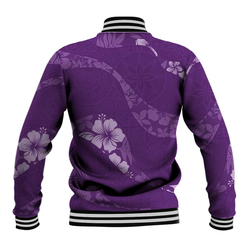 Aloha Hawaii Floral Tapa Baseball Jacket Patchwork Violet LT7 - Polynesian Pride