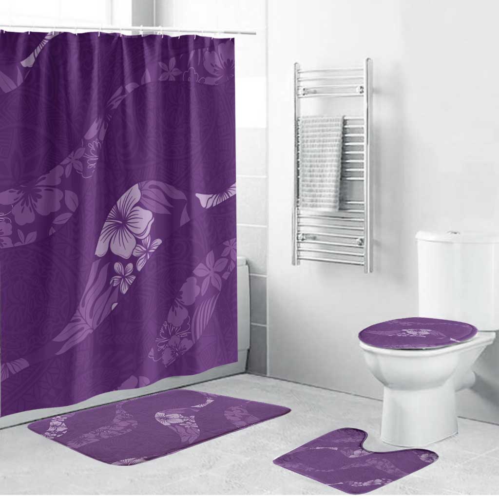 Aloha Hawaii Floral Tapa Bathroom Set Patchwork Violet LT7 Bathroom Set (4 pcs) Violet - Polynesian Pride