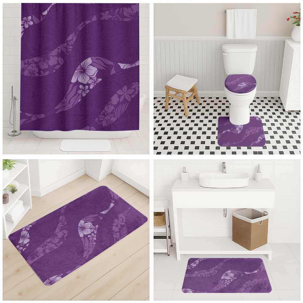 Aloha Hawaii Floral Tapa Bathroom Set Patchwork Violet LT7 - Polynesian Pride