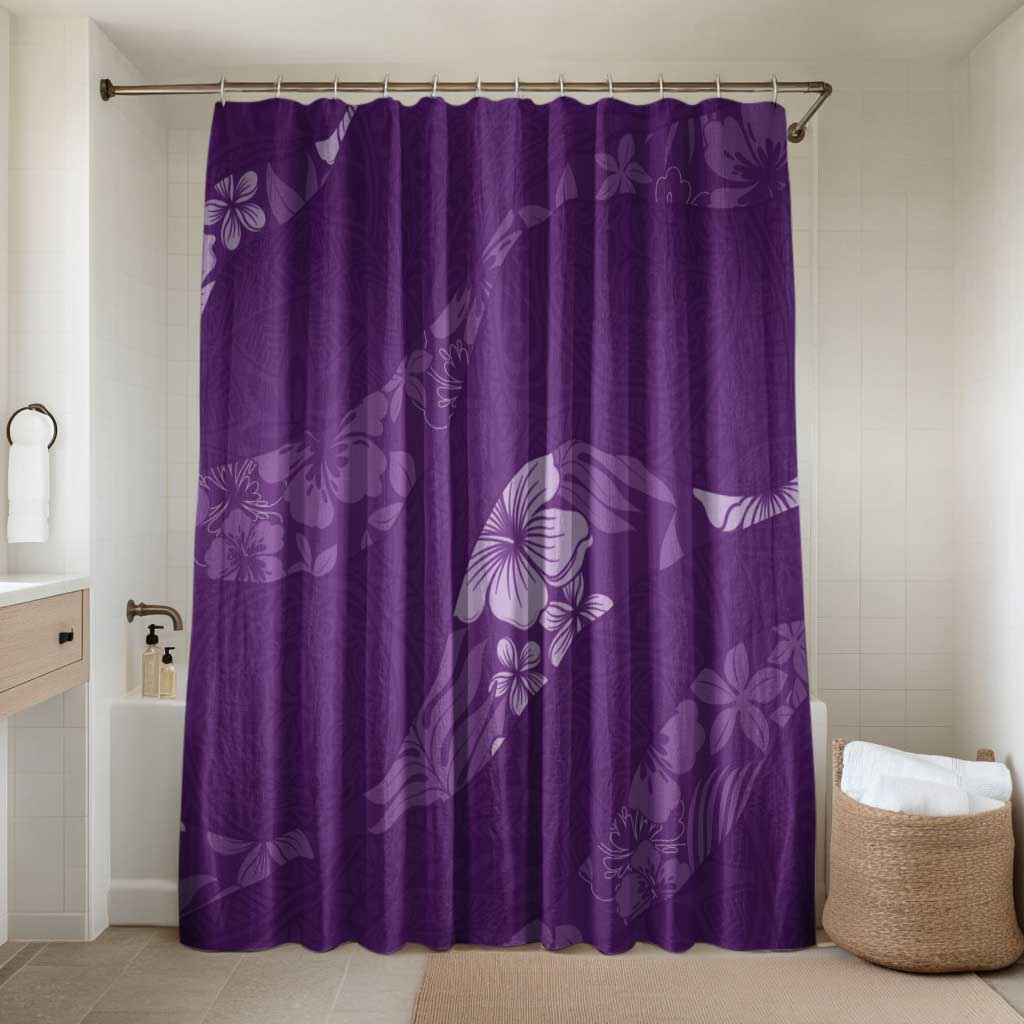 Aloha Hawaii Floral Tapa Bathroom Set Patchwork Violet LT7 Shower Curtain Only Violet - Polynesian Pride