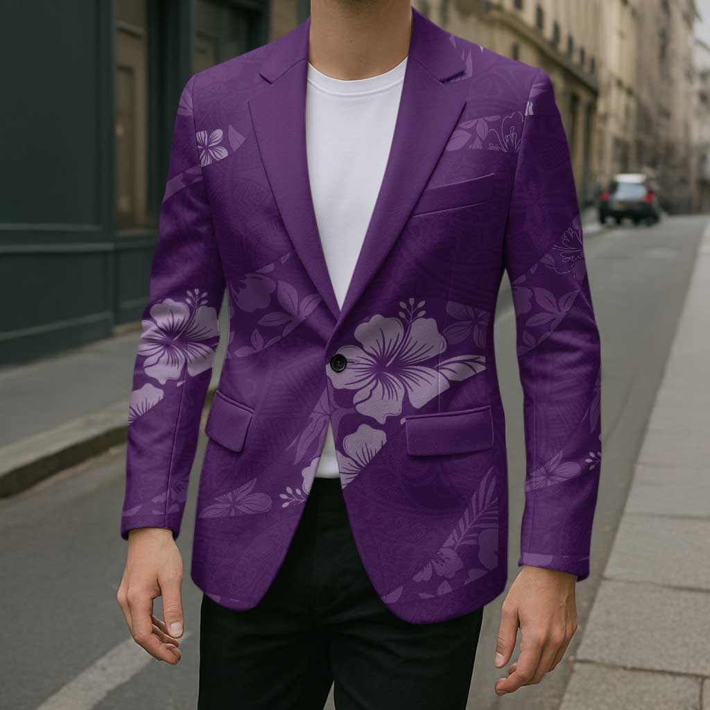 Aloha Hawaii Floral Tapa Blazer Patchwork Violet - Polynesian Pride