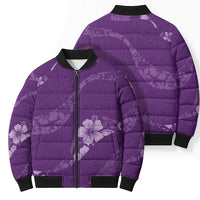Aloha Hawaii Floral Tapa Bomber Puffer Jacket Patchwork Violet LT7 - Polynesian Pride