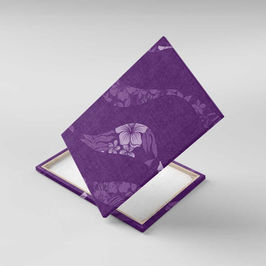 Aloha Hawaii Floral Tapa Canvas Wall Art Patchwork Violet - Polynesian Pride